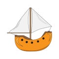 Isolated sailboat cartoon Royalty Free Stock Photo