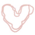 Isolated Salmon Colored Pearl Necklace in the Shape of a Heart