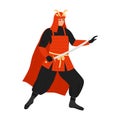 Isolated Samurai Warrior in Red Armor Vector Royalty Free Stock Photo