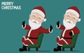 Isolated Santa Claus on the chair is showing thumbs up