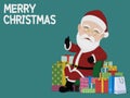 Isolated Santa Claus with many gift boxes