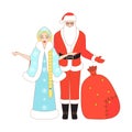 Isolated Santa Claus and Snow Maiden.