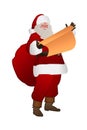 Isolated Santa Claus standing with gift bag