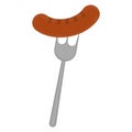 Isolated sausage on a fork icon Royalty Free Stock Photo