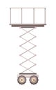 Isolated scissor platform or lift at white background, mobile crane, construction industry