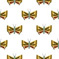 Isolated seamless insect pattern with brown folk butterfly ornament. White background. Fauna ornament