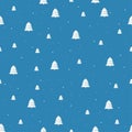 Isolated seamless new year festive pattern with cute christmas tree, on light blue background Royalty Free Stock Photo