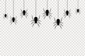 Realistic isolated seamless pattern with hanging spiders Royalty Free Stock Photo