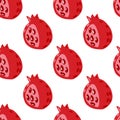 Isolated seamless pattern with red garnets. Doodle fruit print on white background