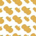 Isolated seamless pattern witth orange pumpin elements. White background. Simple food backdrop Royalty Free Stock Photo