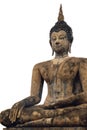 Isolated Seated Buddha Image at Wat Mahathat Temple at Sukhothai Historical Park, Thailand Royalty Free Stock Photo