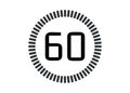 Isolated 60 seconds or minutes time stopwatch icon and time counter
