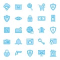 Isolated security line and fill style icon set vector design