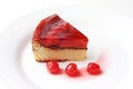 Isolated served slice of delicious cherry cheese cake