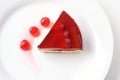 Isolated served slice of delicious cherry cheese cake