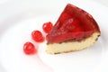 Isolated served slice of delicious cherry cheese cake