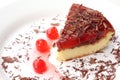 Isolated served slice of delicious cherry cheese cake