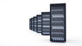Isolated Servers in datacenter. Cloud computing data storage.