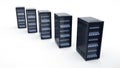 Isolated Servers in datacenter. Cloud computing data storage.