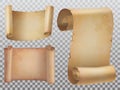 Isolated old manuscript or ancient paper scrolls icons set Royalty Free Stock Photo