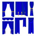 Isolated set of blue vector curtains