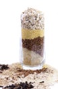 Isolated set of cereals in glass