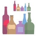 Isolated set of colorful bottle with alcohol Royalty Free Stock Photo