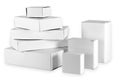 Isolated set of small white cardboard boxes Royalty Free Stock Photo