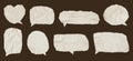 Isolated set of speech bubbles made from old crumpled paper with torn texture and wrinkled surface Royalty Free Stock Photo