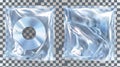 Isolated set of torn plastic wrap on transparent background. Modern realistic illustration of square polyethylene Royalty Free Stock Photo