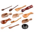 Isolated set of wooden cookware tools collage Royalty Free Stock Photo