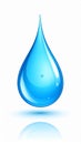 Isolated Shiny Blue Water Drop with Reflection on White Background Royalty Free Stock Photo