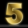 Isolated shiny golden five number illustration