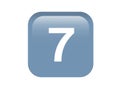Shinny gradient blue keycap white digit seven icon button