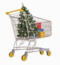 Isolated Shopping Cart With Gifts Royalty Free Stock Photo