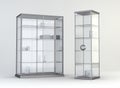 Glass showcase with light in a white room