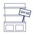 Isolated shopping shelf with sold out banner vector design