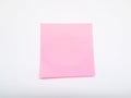 single pink sticky note on white background Royalty Free Stock Photo