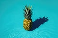 an isolated shot of a pineapple, casting a long shadow on the surface