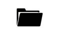 Black silhouette of an open folder icon on a white background Keywords: folder, file, document, data, storage Royalty Free Stock Photo