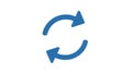 Blue circular arrows icon indicating synchronization or refresh on white background Keywords: refresh, reload Royalty Free Stock Photo