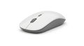 Ergonomic white and gray wireless computer mouse with scroll wheel and buttons isolated on a white background Royalty Free Stock Photo