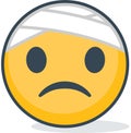 Isolated sick emoticon. Isolated emoticon.