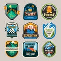 Isolated signs, logo for camping club, exploration Royalty Free Stock Photo