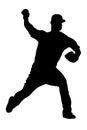 Silhouette of Baseball Pitcher throwing ball, originating image from Generative AI technology Royalty Free Stock Photo