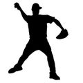 Silhouette of Baseball Pitcher throwing ball, originating image from Generative AI technology Royalty Free Stock Photo