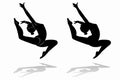 Silhouette of a gymnast woman, vector draw Royalty Free Stock Photo