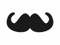 Isolated silhouette of a mustache painted with watercolor brush. Grunge icon, symbol, logo.