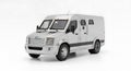 Isolated silver armored van on a white background in a studio setting Royalty Free Stock Photo