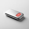 Isolated Silver Emergency Device with Red Help Button on White Background Royalty Free Stock Photo
